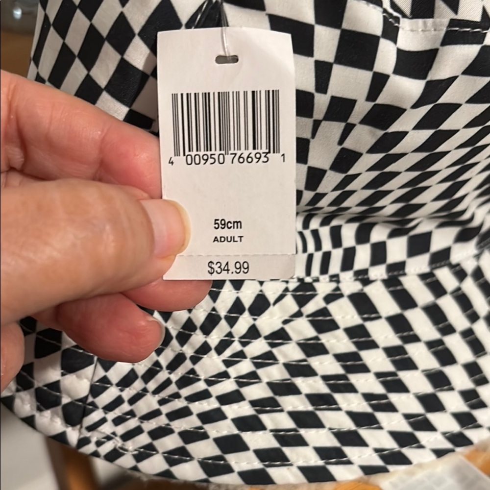 Disney Black and White Checkered Bucket Hat Reversible. - Picture 2 of 4